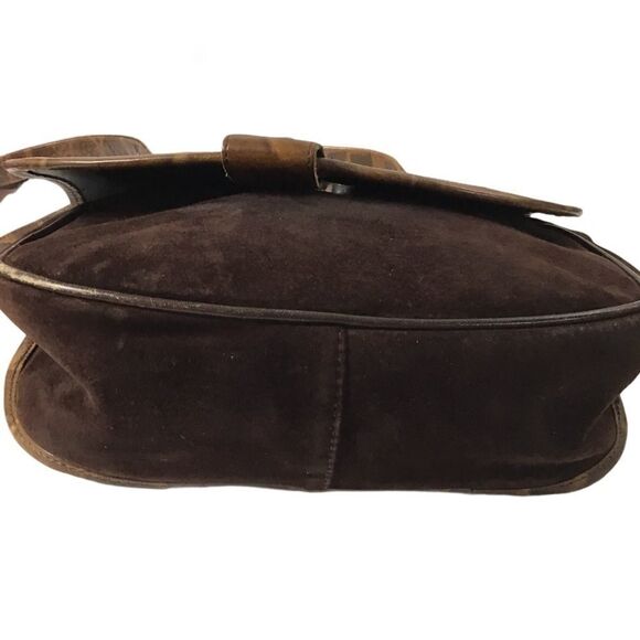 L J Simone VTG Croc Embossed & Suede Crossbody Bag - Picture 7 of 8